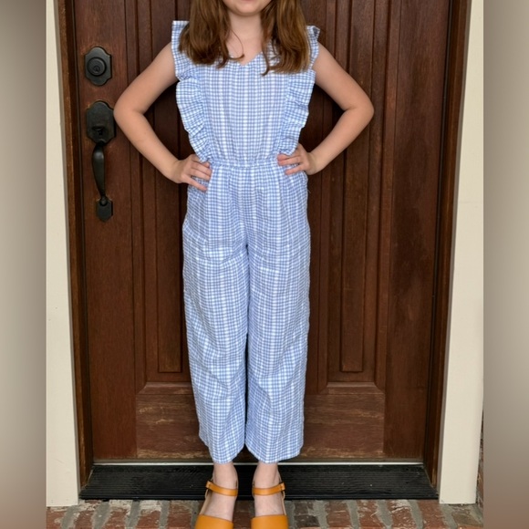Hayden Girls Blue and White Gingham Jumpsuit - Picture 5 of 5